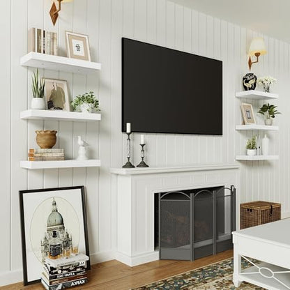 Vivelove Floating Shelves for Wall Mounted 16 inch Set of 2, White - color: White, size: 16”wx6.7”dx1.4”h