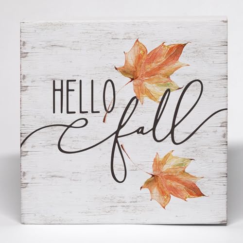 Hello Fall Wood Box Sign, Maple Leaves Desk Shelf Decor, Autumn Decor, Farmhouse Fall Wooden Box Block Sign - color: color-8