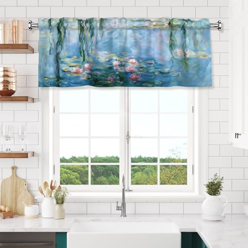 Flowers Curtain Valance 54x18 Inches Window Treatment Rod Pocket Valance for Kitchen Bathroom Bedroom - color: Flowers