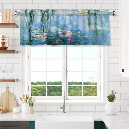 Flowers Curtain Valance 54x18 Inches Window Treatment Rod Pocket Valance for Kitchen Bathroom Bedroom - color: Flowers