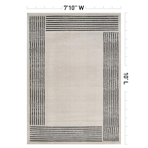 Rugshop Modern Bordered Minimal Area Rug for Living Room Cream 7' 10" x 10' - color: Cream, size: 7'10" x 10' (Rectangular)
