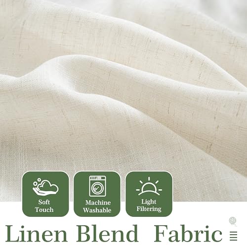 DriftAway Semi Sheer Scalloped Edge Linen Coastal Beach Window Curtains for Living Room Bedroom 2 Panels Rod Pocket Each Size 52 Inch by 63 Inch Loden Green - color: Linen Loden Green, size: 52"W x 63"L (Pack of 2)