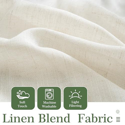 DriftAway Semi Sheer Scalloped Edge Linen Coastal Beach Window Curtains for Living Room Bedroom 2 Panels Rod Pocket Each Size 52 Inch by 63 Inch Loden Green - color: Linen Loden Green, size: 52"W x 63"L (Pack of 2)