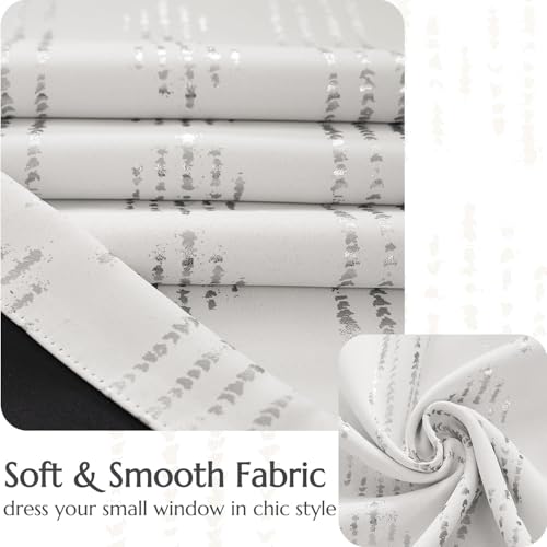 jinchan Striped Valance 16 Inch Modern Boho 1 Panel Silver on White - color: Boho| Silver on White, size: 52"W x 16"L (Pack of 1)