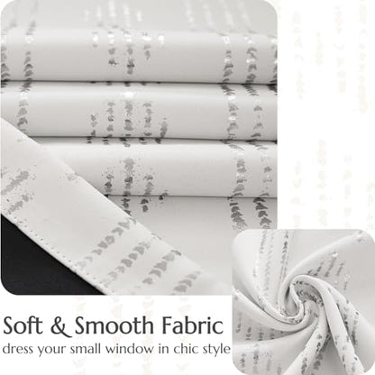 jinchan Striped Valance 16 Inch Modern Boho 1 Panel Silver on White - color: Boho| Silver on White, size: 52"W x 16"L (Pack of 1)