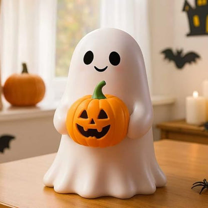 White Decorative Halloween Ghost Figurine (Yellow Pumpkin Ghost) - color: Yellow Pumpkin Ghost
