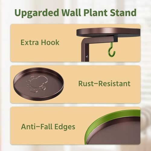 LASZOLA Plant Hanger Holder Window Shelf Wall Mounted Indoor, 2 Pcs Brown - color: Bronze, size: 2