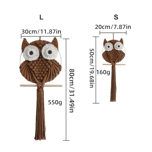 Achart Owl Macrame Wall Hanging-Hand Woven Boho Tapestry-Macrame Wall Decor - color: Brown-L&S
