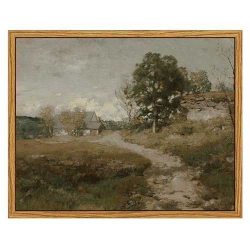InSimSea Framed Canvas Wall Art Decor, French Countryside Painting, Farmhouse Rustic Vintage Decor for Kitchen Living Room Shelf, 8"x10",small size - color: Road, size: 10"L x 8"W