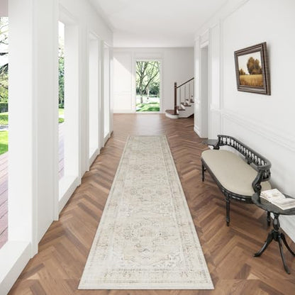 Washable Kitchen Rug Runners for Hallways: 2'x 10' Long Runner Rug Non Slip - color: Beige White and Black, size: 2' x 10' (Rectangular)