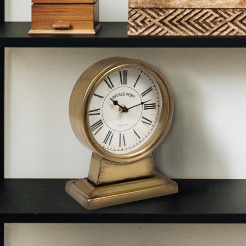 Creative Co-Op Decorative Metal Mantel Clock, Gold Finish - color: Gold Finish