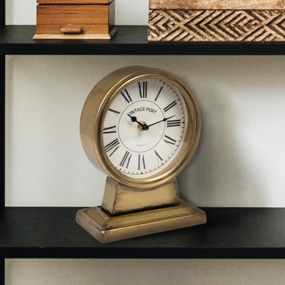 Creative Co-Op Decorative Metal Mantel Clock, Gold Finish - color: Gold Finish