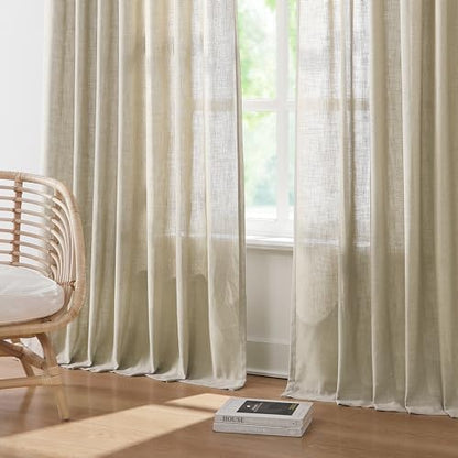 Vision Home Sand Linen Pinch Pleated Semi Sheer Curtains 40Wx84Lx2 - color: Sand/Pinch, size: 40"W x 84"L (Pack of 2)