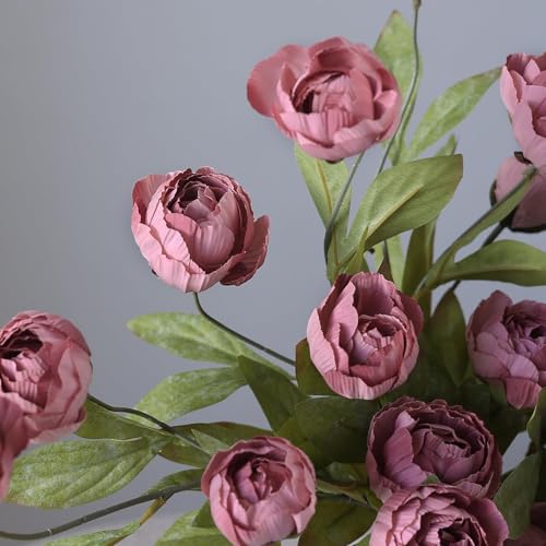 6 Pcs 27" Faux Silk Peony Artificial Flowers Stems for Vase (Warm Pink) - color: Warm Pink