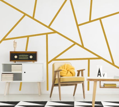 Striped Wall Decals Geometric Line Wall Sticker Golden Decal Peel and Stick - color: Gold