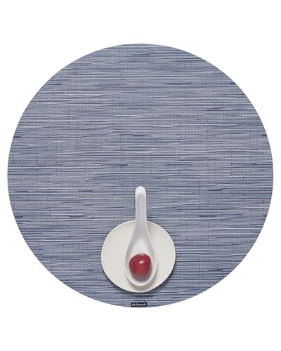 Chilewich Bamboo Placemats Set of 4, Round Woven Placemats - color: Rain, size: 15" Round
