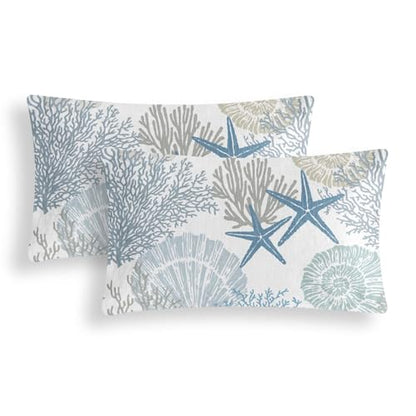 Tritard Coastal Lumbar Pillow Covers Set of 2, 12x20, Blue - size: 20" x 12" (Pack of 2)