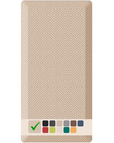 Ophanie Kitchen Mats for Floor,3/4 inch Thick,24x70 Anti Fatigue Cushioned Mat,Kitchen Rugs,Waterproof,Comfort Ergonomic Standing Mat for Office,Home,Sink with 99+ Pairs of Anti-Slip Bottom Ridges - color: Beige, size: 24"L x 70"W x 0.8"Th