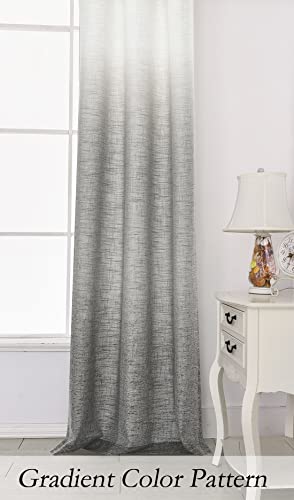 Central Park Ombre Semi Sheer Curtain, Cream White to Grey, 40" Wx108 Lx2 - color: Grey, size: 40"W x 108"L (Pack of 2)
