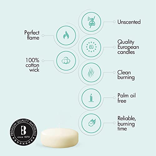 BOLSIUS 3 Inch Ivory Floating Candles - 24 Count Unscented - Premium European Quality - Imbue Breathtaking Ambiance for Romantic Wedding Centerpieces, Decorations, Events, Pool, Holiday, and Parties - size: 3 Inch, style: 2 Pack