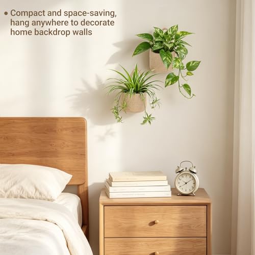 Dahey 2 Pcs Woven Wall Baskets with Plastic Wall Planters for Indoor Plants