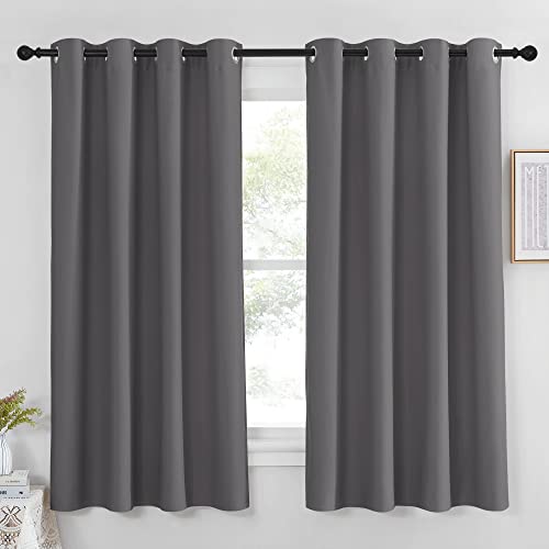 NICETOWN Blackout Window Curtain for Bedroom - (Grey Color) Home Decoration Thermal Insulated Room Darkening Drape/Drapery, W52 x L63 Inch, 8 Grommets/Rings Top, 1 Panel - color: Grey, size: 52"W x 63"L (Pack of 1)