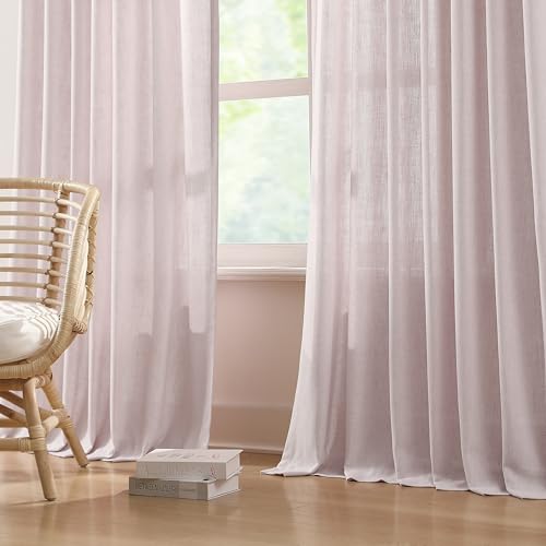 Vision Home Light Pink Linen Pinch Pleated Semi Sheer Curtains 40Wx63Lx2 - color: Soft Pink/Pinch, size: 40"W x 63"L (Pack of 2)