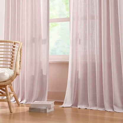 Vision Home Light Pink Linen Pinch Pleated Semi Sheer Curtains 40Wx72Lx2 - color: Soft Pink/Pinch, size: 40"W x 72"L (Pack of 2)