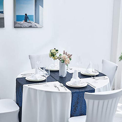 Pufogu 12 x 72 inches Navy Sequin Table Runner, 2 Packs - color: Navy