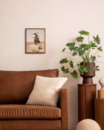 InSimSea Framed Canvas Wall Art Western Cowboy Decor Rustic Vintage Cowboy Oil Paintings Horse Riders of Mid-Century Art Prints Ranch Lunar Landscape Wall Pictures Antique Wall Decor Aesthetic Posters - color: Western Cowboy, size: 10"L x 8"W
