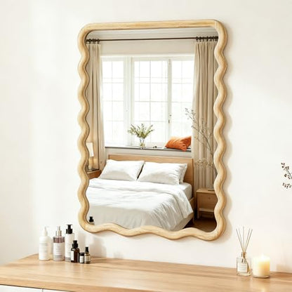 Wavy Mirror for Wall, 36"x24" Bathroom Vanity Mirror - size: 36"L x 24"W