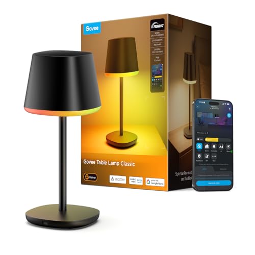 Govee Smart Cordless Table Lamp Classic (No Adapter), RGBIC Desk Lamp