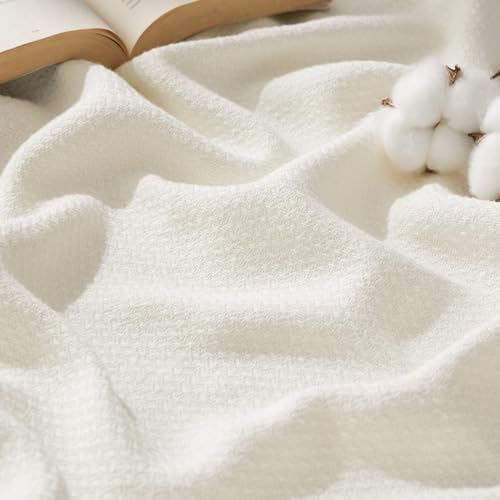 Bedsure 100% Cotton Blanket, Herringbone Weave, Twin-XL, Cream - color: 02 - Cream, size: Twin XL