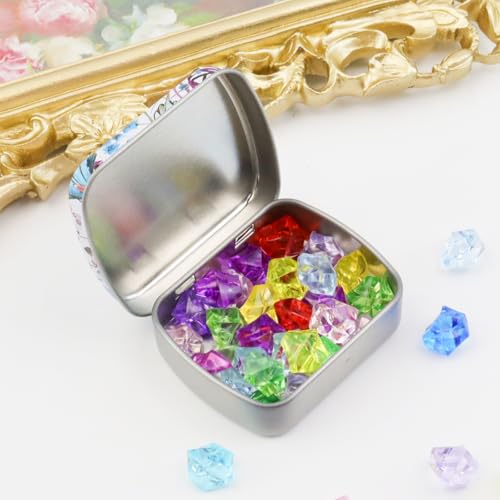 4pcs Purple Rose Empty Hinged Tin Box Metal Tin Storage Box - color: Purple Rose
