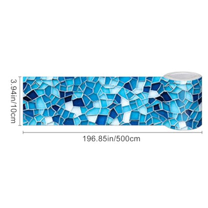 HOMETITUTE Peel and Stick Wallpaper Border 4x196in Blue Geometry Pattern - color: blue texture