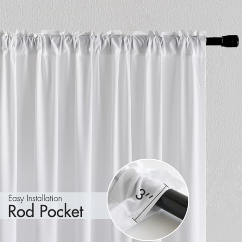 MIULEE White Semi Sheer Privacy Curtains Drapes 2 Panels 52W x 63L - color: White, size: 52"W x 63"L (Pack of 2)