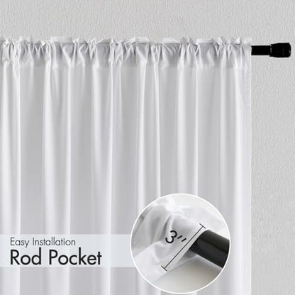 MIULEE White Semi Sheer Privacy Curtains Drapes 2 Panels 52W x 72L - color: White, size: 52"W x 72"L (Pack of 2)