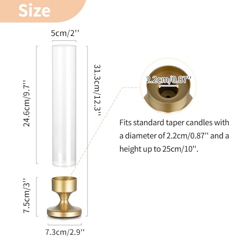 NUPTIO Hurricane Glass Candle Holder: Set of 10 Metal Taper Candle Holders - size: 10 pcs