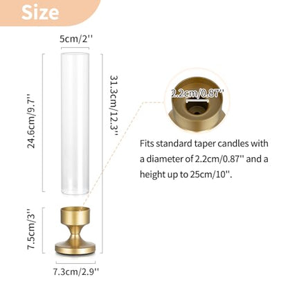 NUPTIO Hurricane Glass Candle Holder: Set of 10 Metal Taper Candle Holders - size: 10 pcs