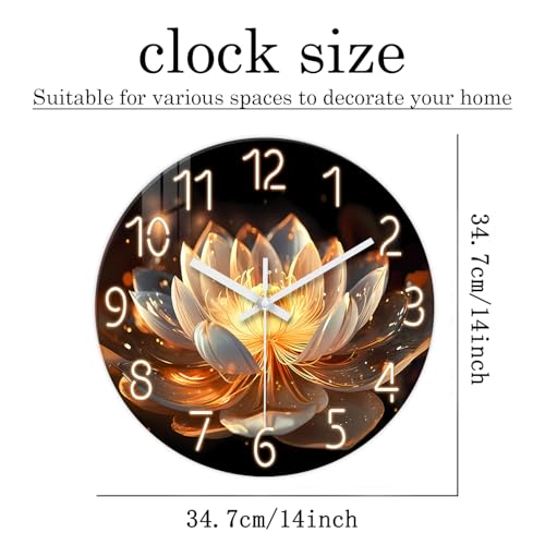 XFM Lotus Flower Wall Clock Battery Operated 14 inch Silent - color: Lotus Flower, size: 14 Inch
