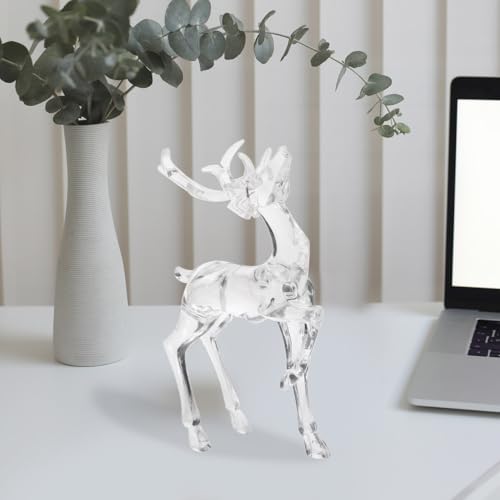 HOMSFOU 2Pcs Christmas Reindeer Decor Plastic Figurines 6.29X4.72X1.57In Tabletop Deer Ornaments for Holiday Party Home Office Window Display - size: 18.50X12.00X4.00CM