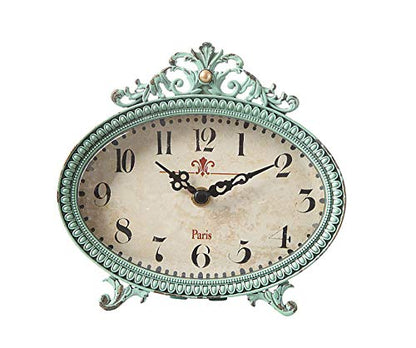Creative Co-Op Decorative Antiqued Pewter Mantel Clock, Aqua Blue Finish - color: Aqua Blue