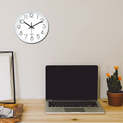 jomparis 10 Inch Silver Wall Clock Battery Operated Silent & Non-Ticking Wall Clock for Home Office Bathroom - color: 1 Pack - Silver, size: 10 Inch