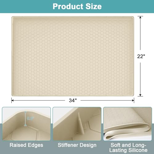 Under Kitchen Sink Mats and Protectors, Waterproof, 34" x 22", Beige - color: Beige, size: 34" x 22"