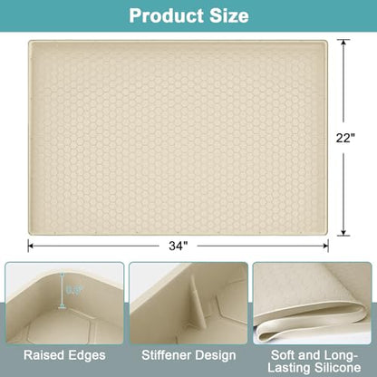 Under Kitchen Sink Mats and Protectors, Waterproof, 34" x 22", Beige - color: Beige, size: 34" x 22"