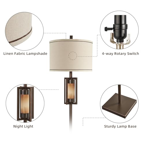 63'' Rustic Floor Lamp for Living Room with 2 Light Sources - style: Rustic