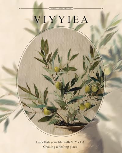 VIYYIEA Gold Framed Olive Branch Canvas Wall Art Mediterranean, 13×16 Inch - color: Olive Branch Still Life, size: 16"L x 13"W
