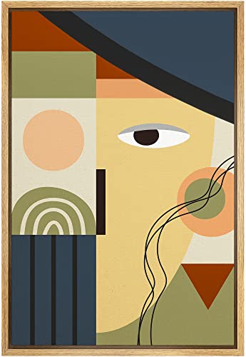 IDEA4WALL Framed Canvas Print Wall Art Set Mid-Century Vintage Polygon Face Abstract Shape Illustrations Pop Art Decorative Portrait Boho Colorful for Living Room, Bedroom, Office - 16"x24" Natural - color: A12-2207-fo15, size: 24"L x 16"W
