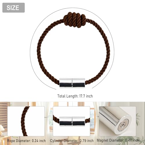 Curtain Tiebacks Magnetic Decorative Rope Tie Backs Holdbacks Contoeey - color: Coffee