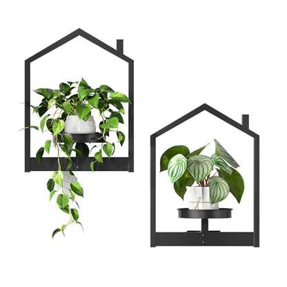 HOOBRO Metal Floating Shelves 2 Pack,Wall Plant Holder Shelf